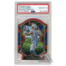 Justin Herbert 2020 Panini Select Concourse Red Die-Cut Autograph RC Card #44 PSA/DNA 10
