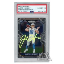 Justin Herbert 2020 Panini Prizm Autograph Rookie Card #325 PSA/DNA 10 (Yellow)