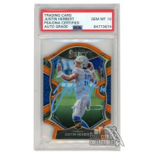 Justin Herbert 2020 Panini Select Concourse Orange Die-Cut Autograph RC Card #44 PSA/DNA 10 (Light Blue)