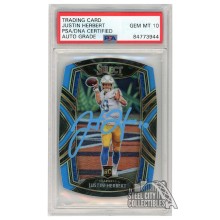 Justin Herbert 2020 Panini Select Club Level Light Blue Die-Cut Autograph RC Card #244 PSA/DNA 10 (Light Blue)