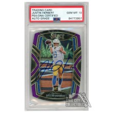 Justin Herbert 2020 Panini Select Club Level Purple Die-Cut Autograph RC Card #244 PSA/DNA 10