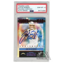 Justin Herbert 2020 Panini Contenders ROTY Contenders Red Autograph RC Card #RY-JHE PSA/DNA 10