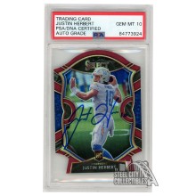 Justin Herbert 2020 Panini Select Concourse Maroon Die-Cut Autograph RC Card #44 PSA/DNA 10