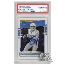 Justin Herbert 2020 Panini Donruss Optic Rated Rookie Variation Autograph Card #303 PSA/DNA 10