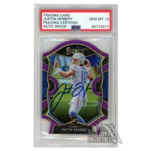 Justin Herbert 2020 Panini Select Concourse Die-Cut Purple Autograph RC Card #44 PSA/DNA 10