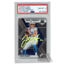 Justin Herbert 2020 Panini Mosaic NFL Debut Autograph RC Card #263 PSA/DNA 10 (Yellow)