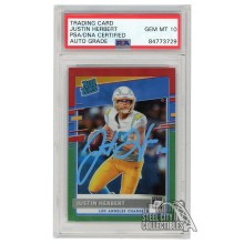 Justin Herbert 2020 Panini Donruss Optic Red Green Autograph RC Card #P-303 PSA/DNA 10 (Light Blue)