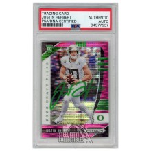 Justin Herbert 2020 Panini Prizm Draft Picks Pink Pulsar Autograph RC Card #102 PSA/DNA (Green)