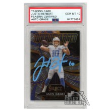 Justin Herbert 2020 Panini Select Turbocharged Autograph RC Card #T24 PSA/DNA 10 (Light Blue)