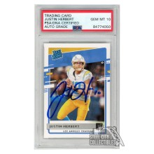 Justin Herbert 2020 Panini Donruss Rated Rookie Autograph RC Card #303 PSA/DNA 10