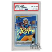 Justin Herbert 2020 Panini Donruss Optic Holo Autograph Rookie Card #153 PSA/DNA 10 (Yellow)