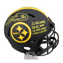 Hines Ward Autographed Pittsburgh 4 Inscriptions Eclipse Full Size Speed Replica Football Helmet - BAS