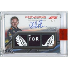 Christian Horner 2023 Topps Dynasty F1 Logo Triple Relic Patch Autograph Card #SDTRA-CHI 1/2