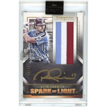 Rhys Hoskins 2021 Topps Luminaries Spark of Light Game-Used Patch Autograph Card #SLP-RH 18/20 (Gold ink on back)