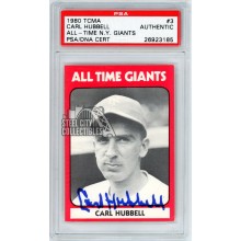 Carl Hubbell 1980 TCMA All-Time New York Giants Autograph Card #3 PSA/DNA