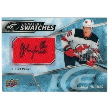 Jack Hughes 2019-20 Upper Deck Ice Signature Swatches Autograph Rookie Card #SW-JH 15/25