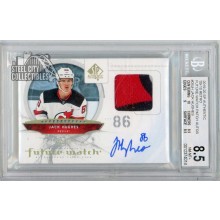 Jack Hughes 2019-20 Upper Deck SP Authentic Retro Future Watch Rookie Patch Autograph Card #09-JH 50/50 BGS 8.5 (Crack)