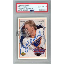 Brett Hull 1991-92 Upper Deck Hockey Heroes Autograph Card #6 PSA/DNA 10