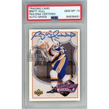 Brett Hull 1991-92 Upper Deck Hockey Heroes Autograph Card #7 PSA/DNA 10