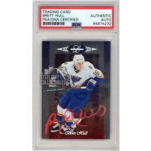 Brett Hull 1997-98 Donruss Limited Autograph Card #24 PSA/DNA (Streaky Auto)