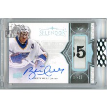 Brett Hull 2017-18 Upper Deck Splendor Tag Patch Autograph Card #BL-HU 17/22