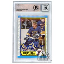 Brett Hull 1989-90 O-Pee-Chee Autograph Card #186 BAS 10
