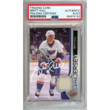 Brett Hull 2014-15 UD Series Two Game Jersey Autograph Card #GJ-BH PSA/DNA White