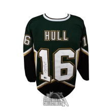 Brett Hull Autographed Dallas Custom The Golden Brett Green Hockey Jersey - BAS COA