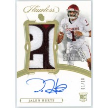 Jalen Hurts 2020 Panini Flawless Collegiate Rookie Patch Autograph Card #133 1/10