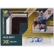 Jalen Hurts 2020 Panini XR XL Gold Rookie Patch Autograph Card #RXL-JU 2/10