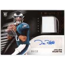 Jalen Hurts 2020 Panini Black Rookie Patch Autograph Card #RSM-JHU 6/10
