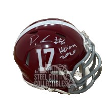Devonta Smith Heisman 2020 Autographed Alabama 17 Speed Mini Football Helmet - BAS