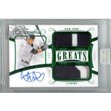 Ichiro 2020 Panini Flawless Greats Emerald Dual Patch Autograph Card #GDM-I 1/2