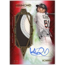 Ichiro 2021 Topps Diamond Icons Red Jumbo Patch Autograph Card #AJP-I 5/5