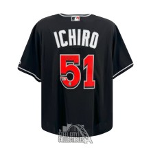 Ichiro Suzuki Autographed Miami Marlins Majestic Black Baseball Jersey - BAS
