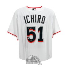 Ichiro Suzuki Autographed Miami Marlins Majestic White Baseball Jersey - BAS