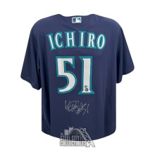 Ichiro Suzuki Autographed Seattle Mariners Majestic Navy Baseball Jersey - BAS