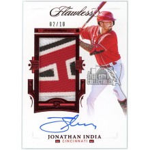 Jonathan India 2021 Panini Flawless Ruby Rookie Patch Autograph Card #PAT-JI 02/10