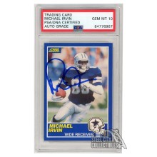 Michael Irvin 1989 Score Autograph Rookie Card #18 PSA/DNA 10
