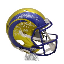 Isaac Bruce 5 Stats Autographed St Louis Flash Full Size Replica Helmet - BAS