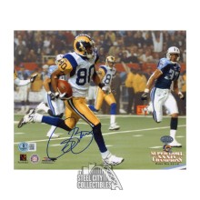 Isaac Bruce Autographed St Louis 8x10 Football Photo - BAS (SB Champs)