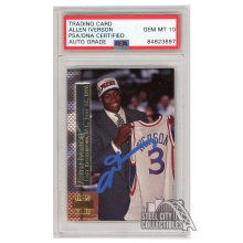 Allen Iverson 1996-97 Topps Stadium Club Shining Moments Autograph RC Card #SM15 PSA/DNA 10 (Light Blue)