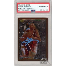 Allen Iverson 1996-97 Topps Finest Autograph Rookie Card #69 PSA/DNA 10 (Light Blue)