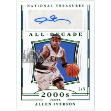 Allen Iverson 2018-19 Panini National Treasures All-Decade 2000's Green Auto 1/5