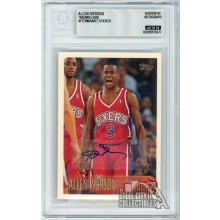 Allen Iverson 1996-97 Topps Rookie Autograph Card #171 BAS 10