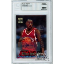Allen Iverson 1996-97 Topps Stadium Club Rookie Autograph Card #R1 BAS 10