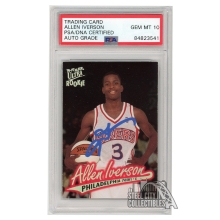 Allen Iverson 1996-97 Fleer Ultra Autograph Rookie Card #82 PSA/DNA 10 (Light Blue)