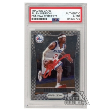 Allen Iverson 2012-13 Panini Prizm Autograph Card #187 PSA/DNA (Red)