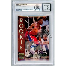 Allen Iverson 1996-97 Topps Stadium Club Rookie Autograph Card #R16 BAS 10