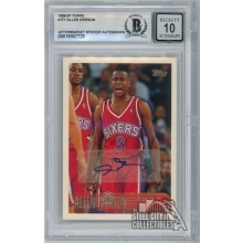Allen Iverson 1996-97 Topps Rookie Autograph Card #171 BAS 10